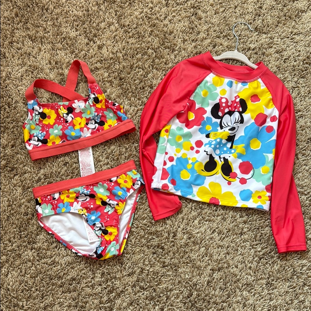 Disney Red Rashguard Swim Set with UV Protection
